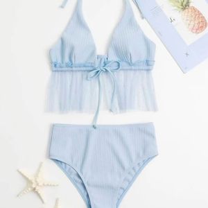 Baby Blue 🩵High Waist Frillz Bikini Set